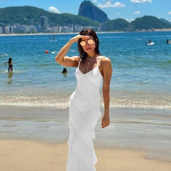 HOCILLE Dresses & Skirts - Elegant Ruffle Maxi Cocktail Party Dresses